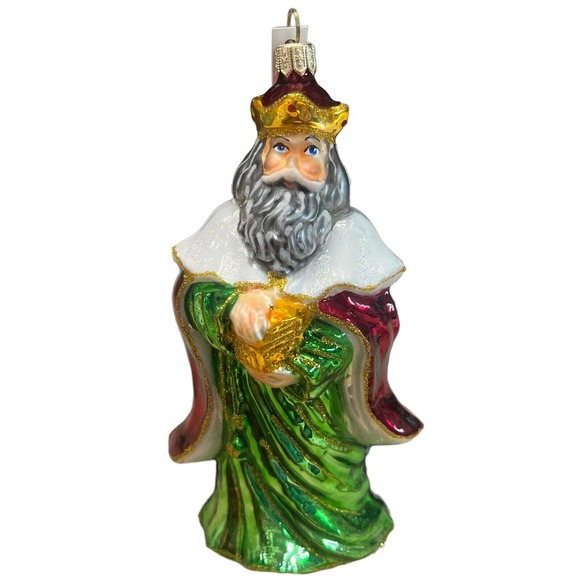 Glassware Art Studio Blown Glass Ornament Wise Man Hand painted Poland NIB - Picture 2 of 10
